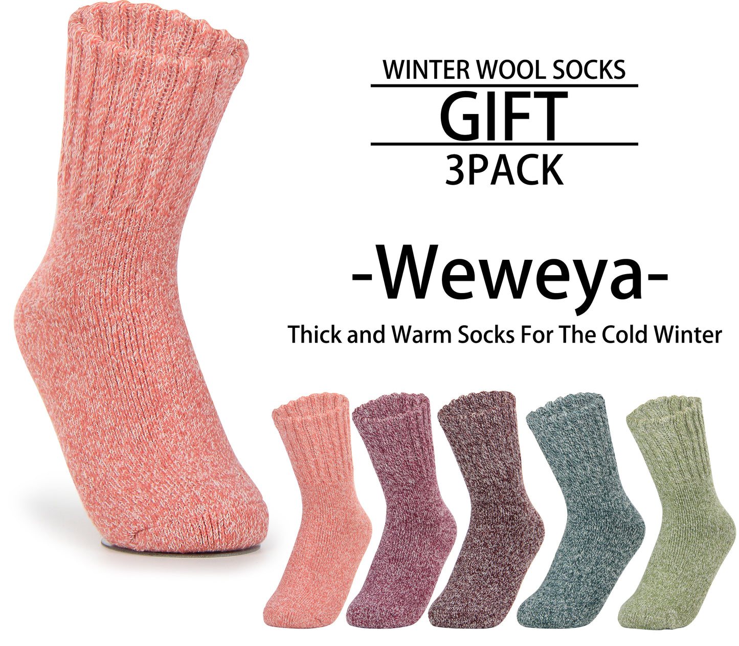 Weweya Boot Socks for Women - Thick Winter Knit Warm Socks - Gifts for Women