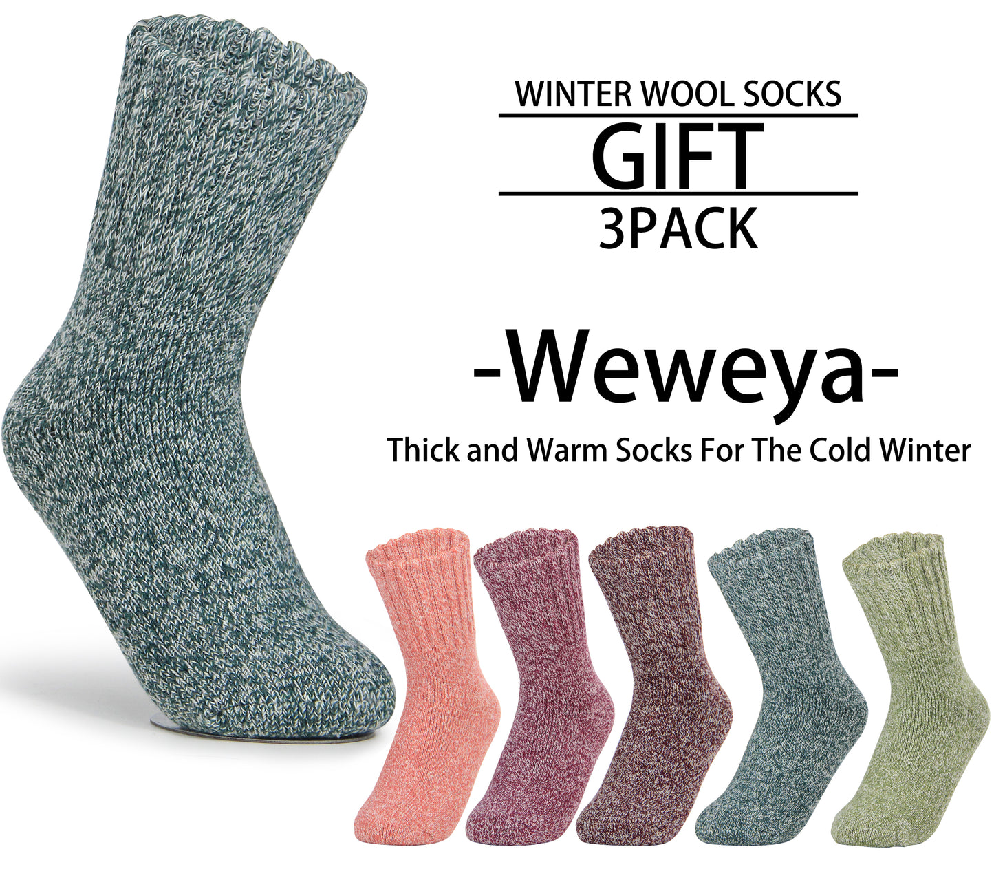 Weweya Boot Socks for Women - Thick Winter Knit Warm Socks - Gifts for Women