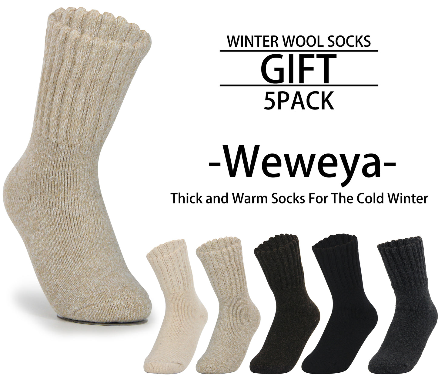 Weweya Boot Socks for Women - Thick Winter Knit Warm Socks - Gifts for Women