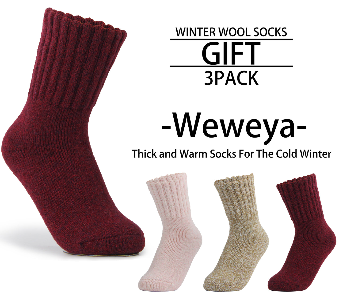 Weweya Boot Socks for Women - Thick Winter Knit Warm Socks - Gifts for Women