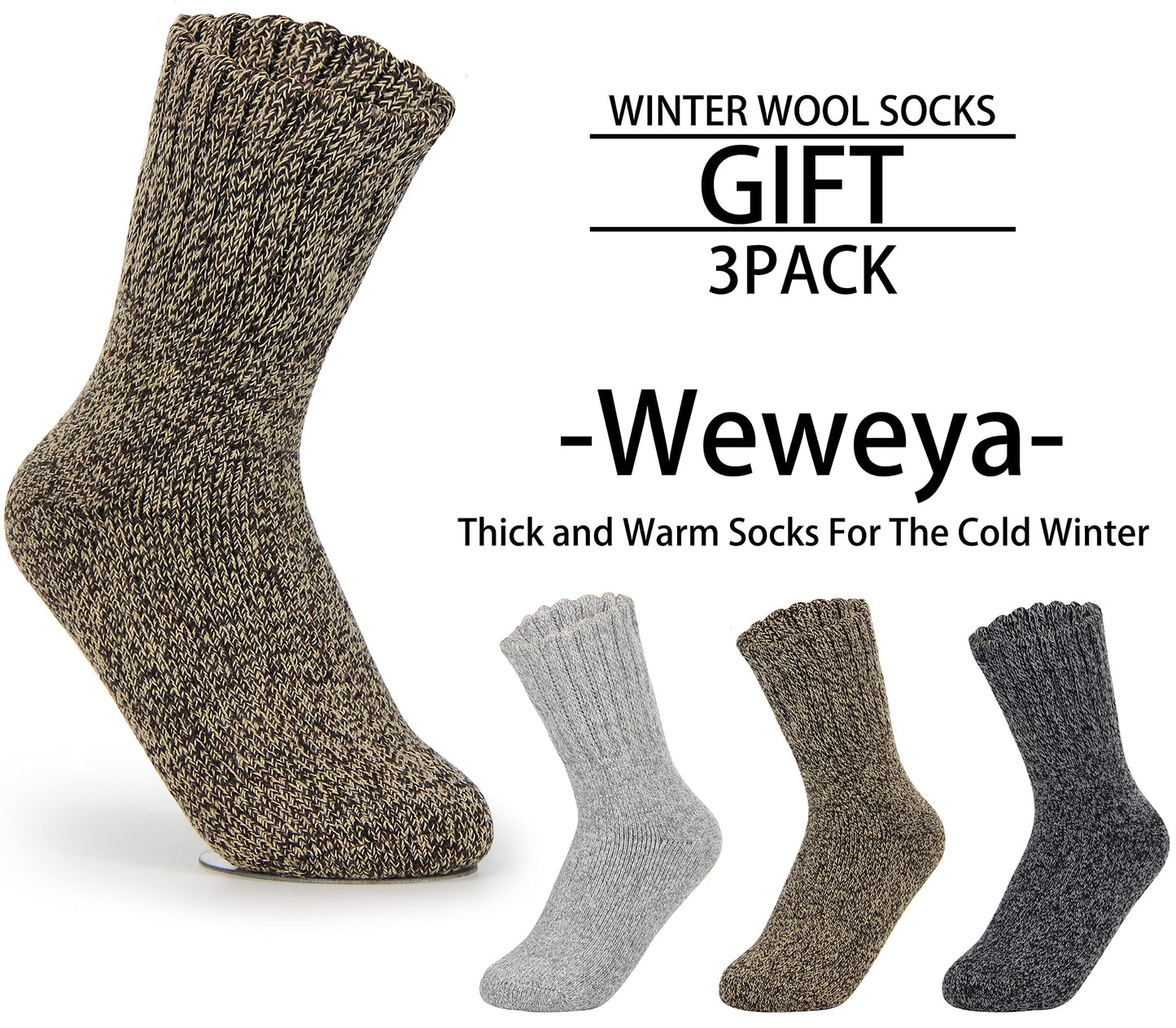 Weweya Boot Socks for Women - Thick Winter Knit Warm Socks - Gifts for Women
