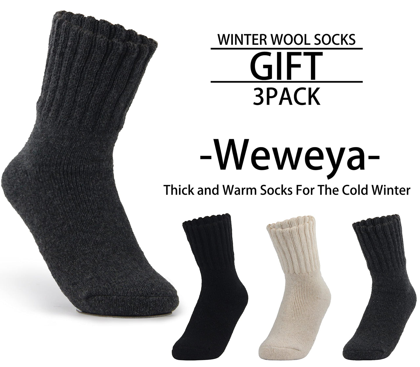 Weweya Boot Socks for Women - Thick Winter Knit Warm Socks - Gifts for Women