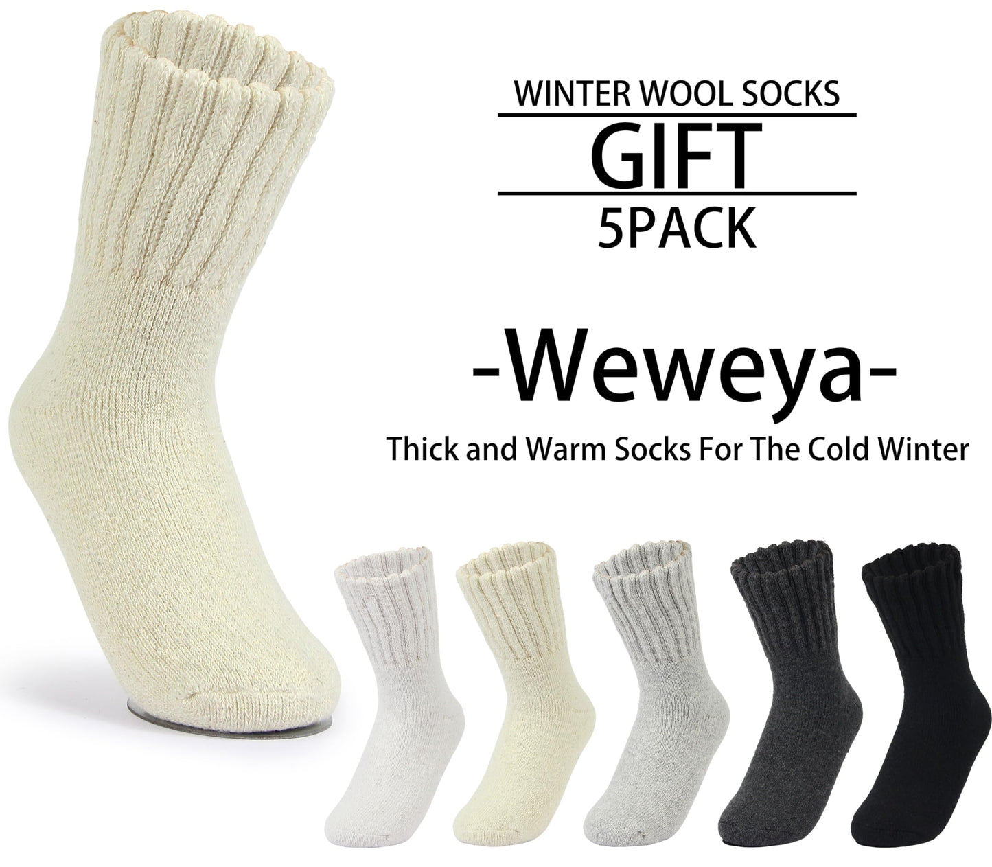Weweya Boot Socks for Women - Thick Winter Knit Warm Socks - Gifts for Women