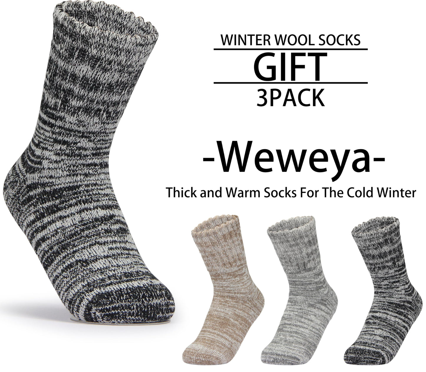 Weweya Boot Socks for Women - Thick Winter Knit Warm Socks - Gifts for Women
