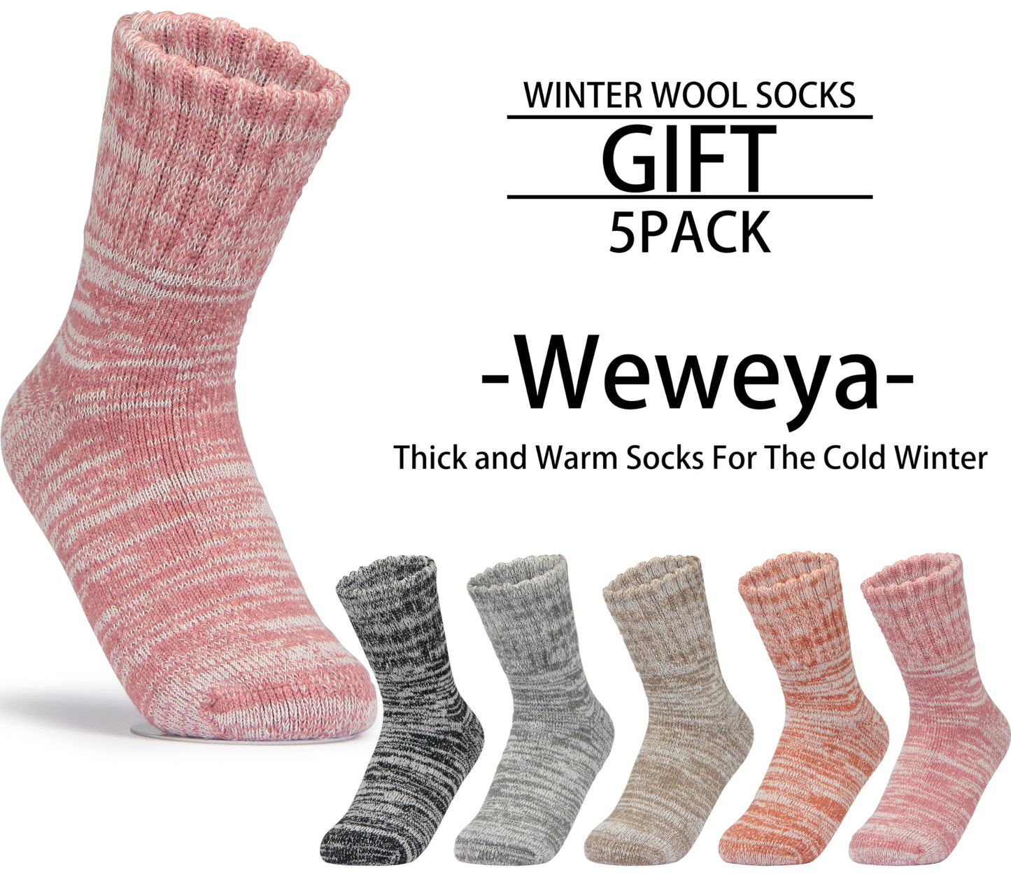 Weweya Boot Socks for Women - Thick Winter Knit Warm Socks - Gifts for Women