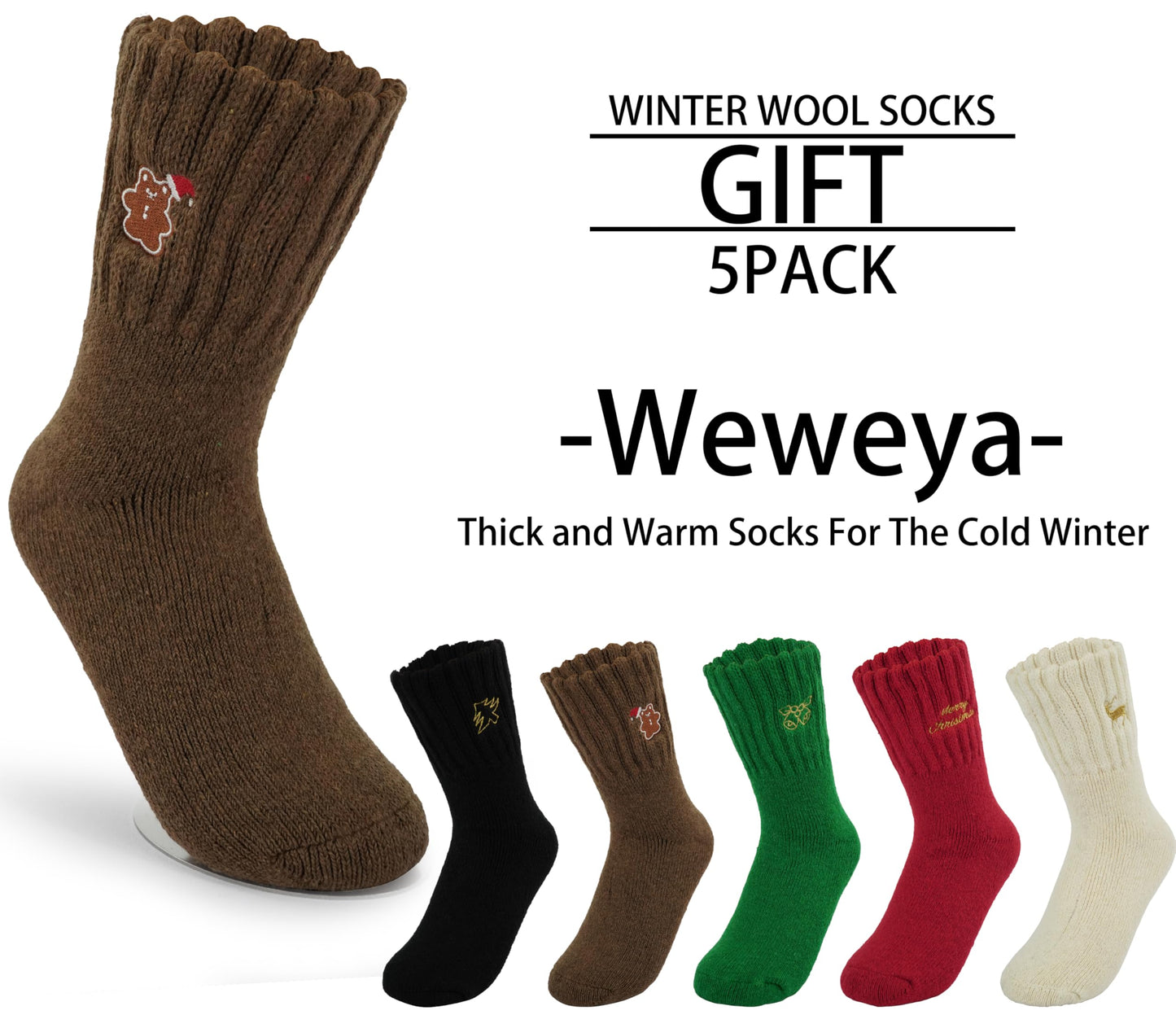 Weweya Boot Socks for Women - Thick Winter Knit Warm Socks - Gifts for Women