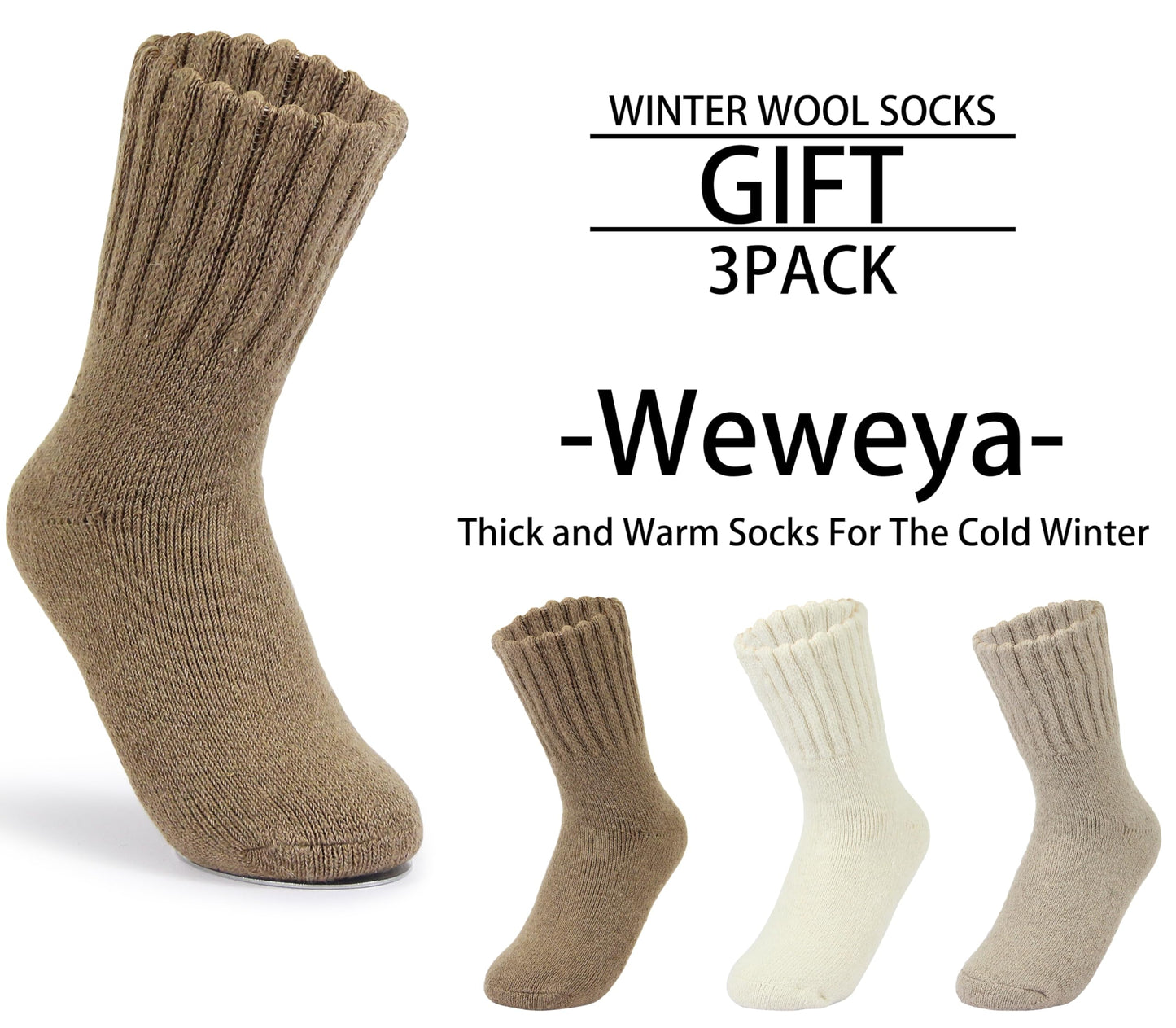Weweya Boot Socks for Women - Thick Winter Knit Warm Socks - Gifts for Women