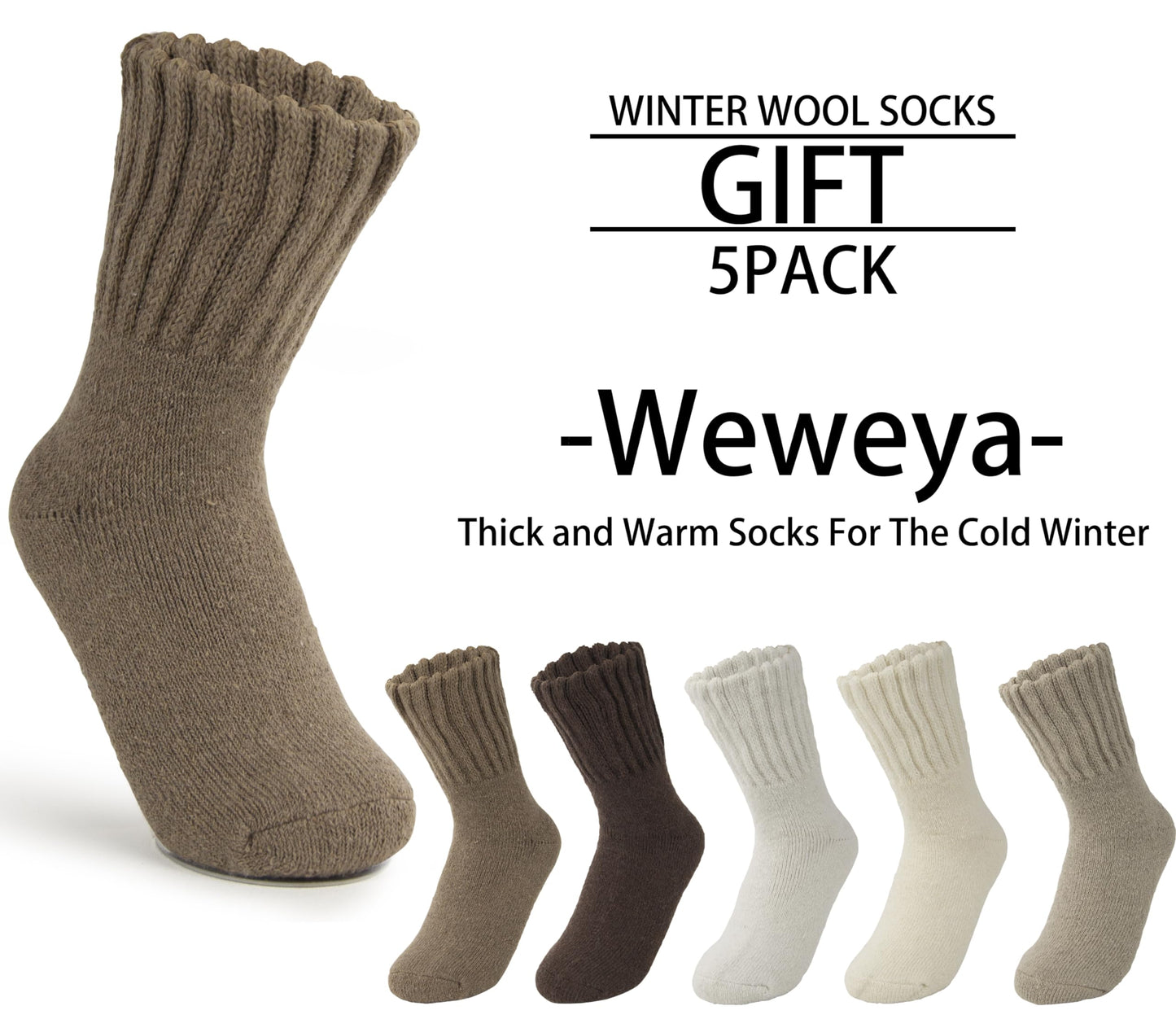 Weweya Boot Socks for Women - Thick Winter Knit Warm Socks - Gifts for Women
