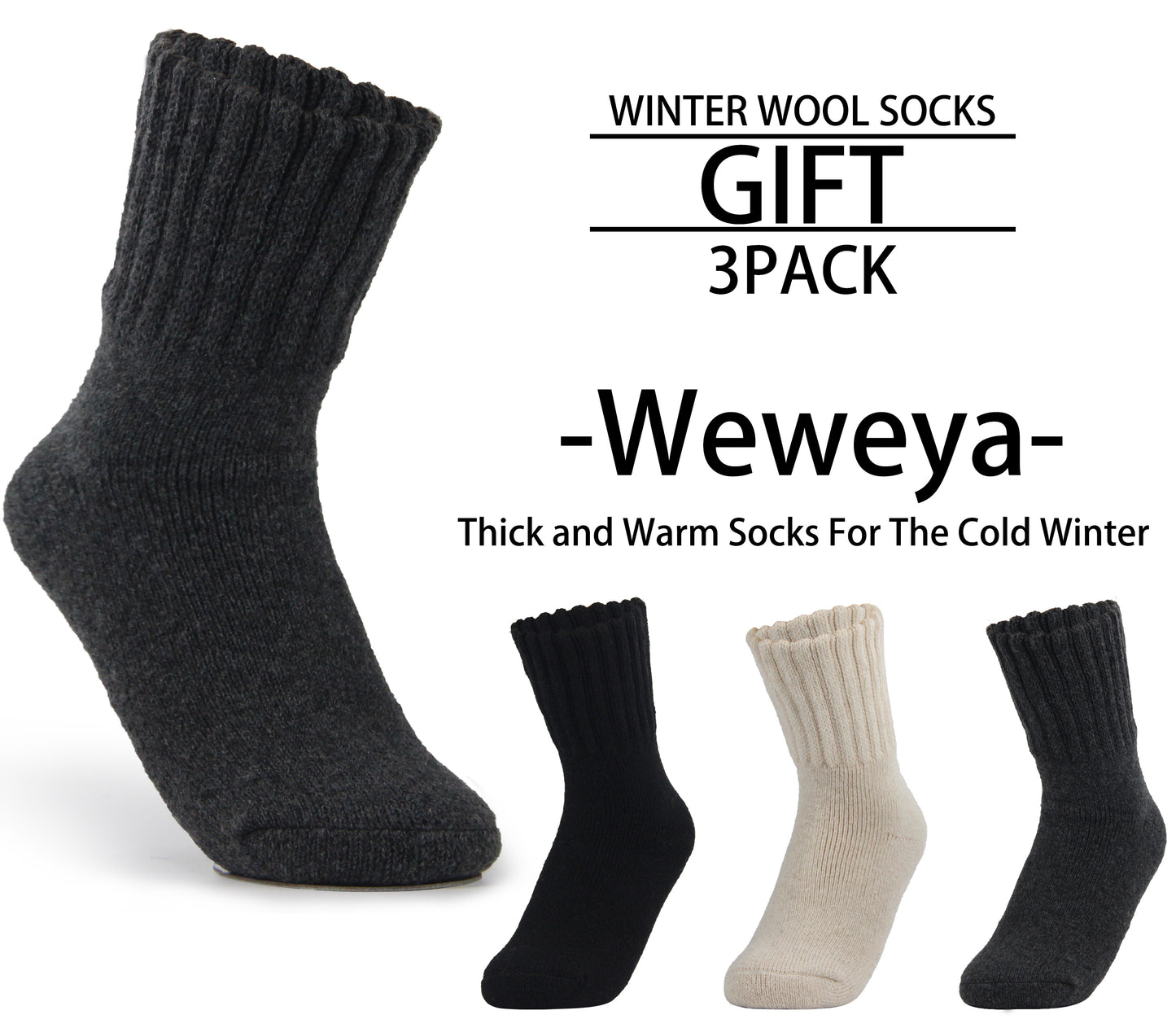Weweya Womens Winter Socks Thick Warm Crew Socks for Women