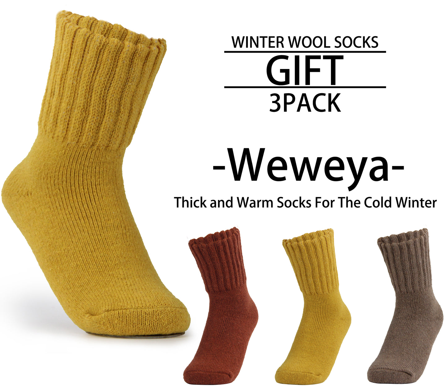 Weweya Womens Winter Socks Thick Warm Crew Socks for Women