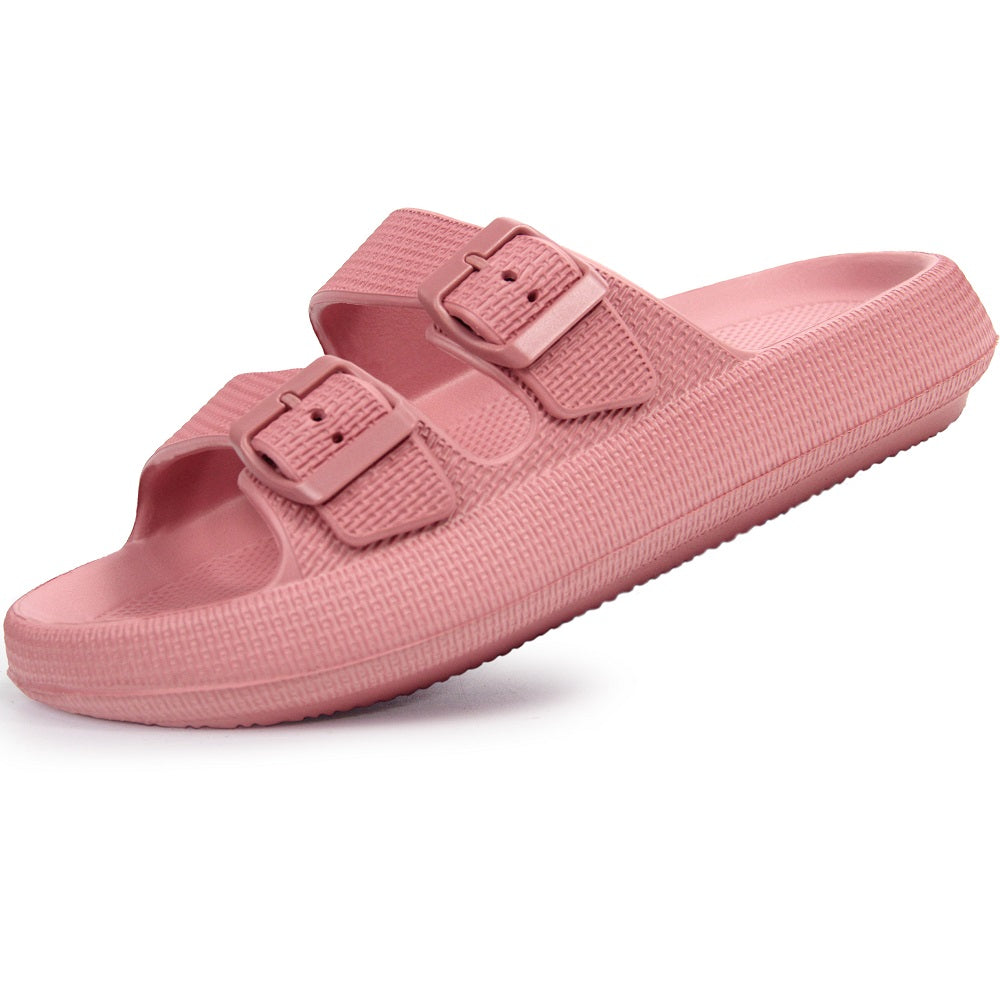 Weweya Slides for Women and Men Slippers - Double Buckle Adjustable - EVA Flat Sandals