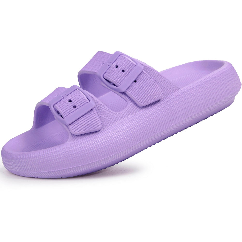 Weweya Slides for Women and Men Slippers - Double Buckle Adjustable - EVA Flat Sandals