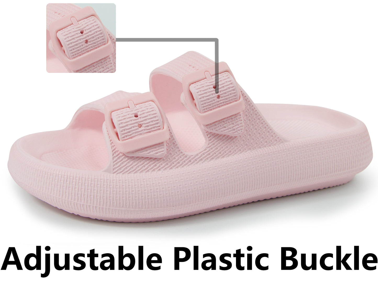 Weweya Slides for Women and Men Slippers - Double Buckle Adjustable - EVA Flat Sandals