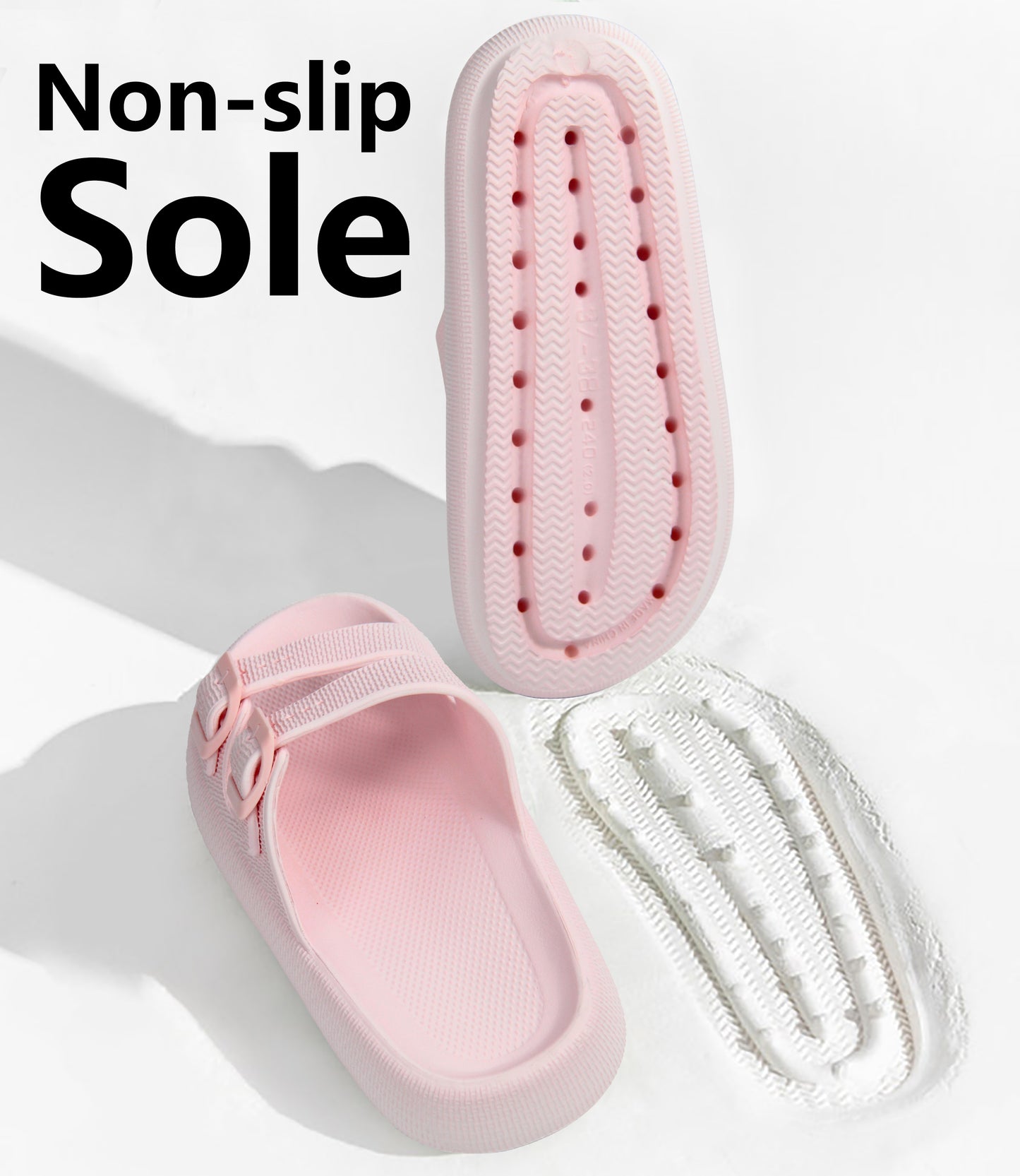 Weweya Slides for Women and Men Slippers - Double Buckle Adjustable - EVA Flat Sandals