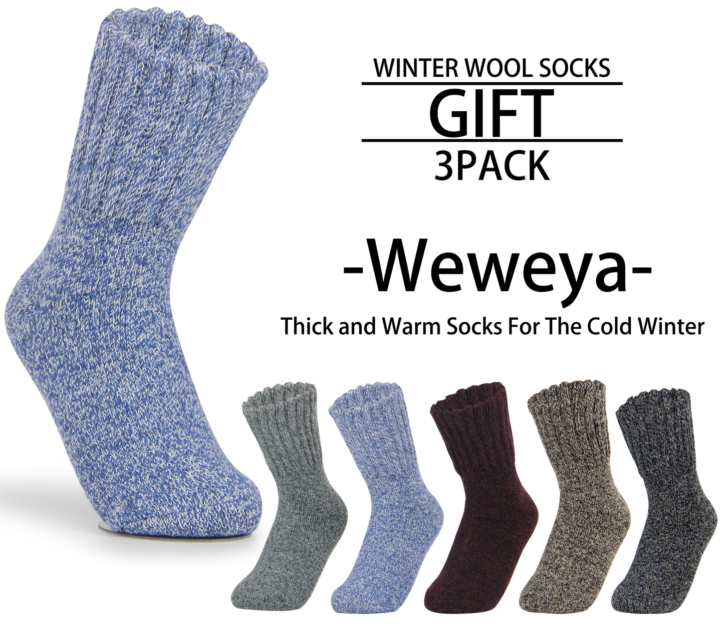 Weweya Boot Socks for Women - Thick Winter Knit Warm Socks - Gifts for Women